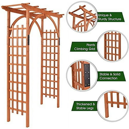 Nightcore, Wooden Garden Trellis Pergola 85 inch Arbor, Wedding Arches for Ceremony, Wood Color