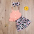 thumbnail image 4 of Douhoow Infant Girls Button Vest Tops+Floral Bowknot Mini Skirts Summer Baby Girls Clothes, 4 of 7