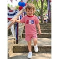 thumbnail image 4 of Cenuakty Toddler Little Baby Boys Patriotic Outfits  6M 12M 18M 24M 2T 3T 4T Ice Cream Embroidery Striped Short Sleeves T-Shirt and Shorts Set for 2 Piece Clothes, 4 of 9