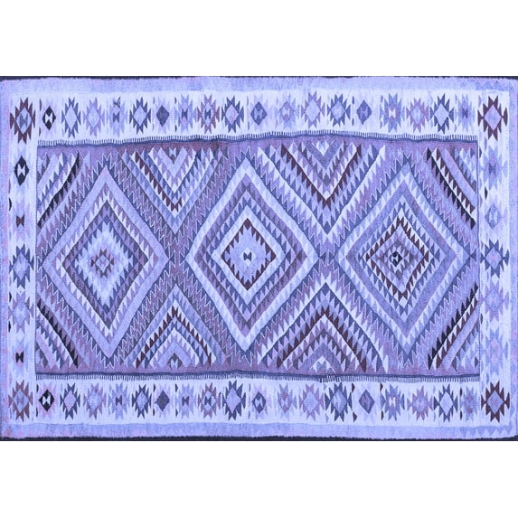 Ahgly Company Indoor Rectangle Southwestern Blue Country Area Rugs, 5' x 7'