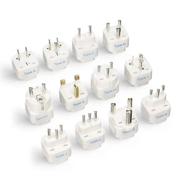 Adaptador de viaje Ceptics GP-12PK, juego de 12 con enchufes tipo A-M