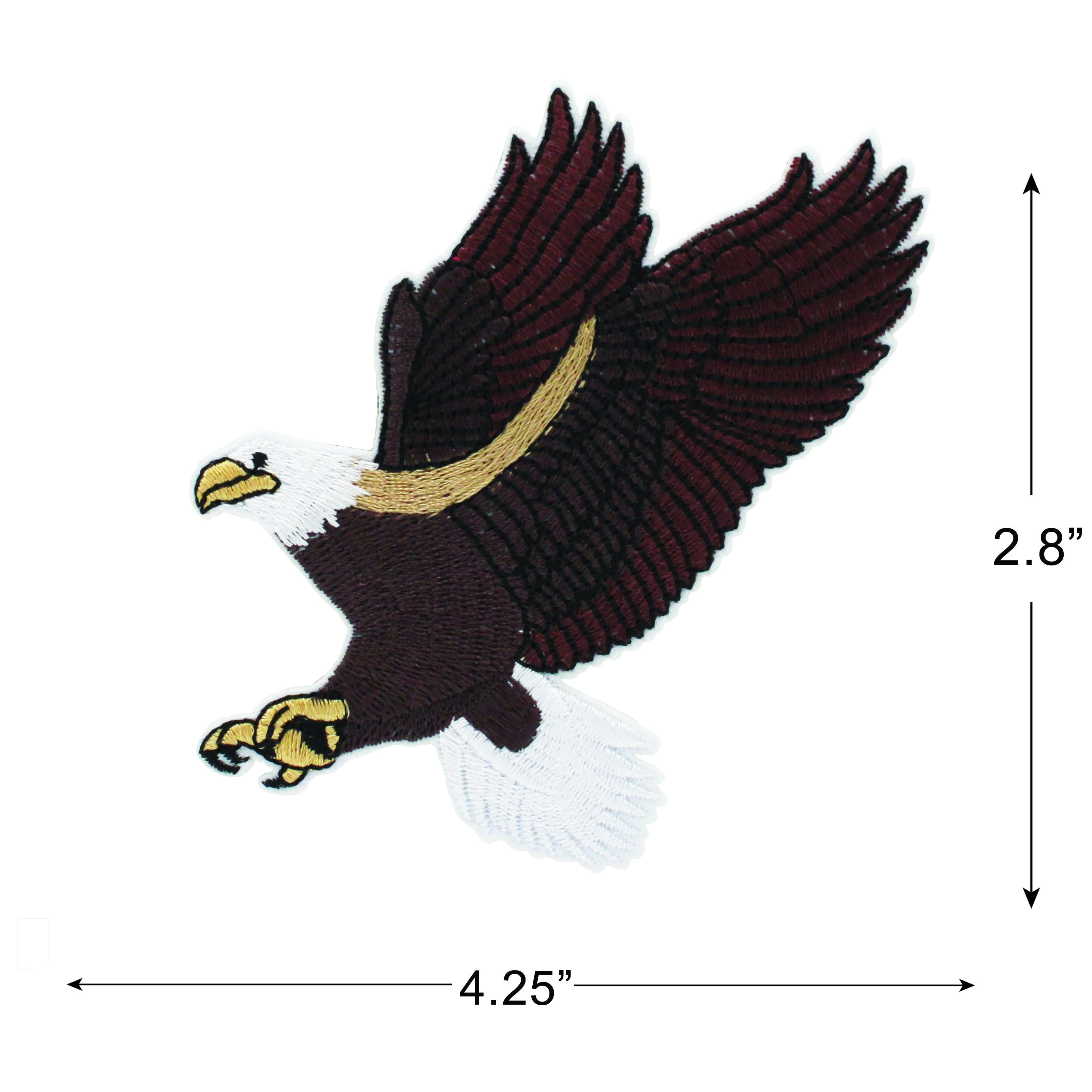 Gwen Studios Embroidered American Eagle Iron-on Patch Applique, Brown, 2.8" x 4.25"