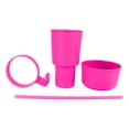 thumbnail image 2 of Vaso de plástico 2 en 1 con pajita y abertura grande, ideal para cine, casa, viajes, color rosa, 2 of 14
