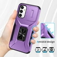 thumbnail image 5 of Dteck for Samsung Galaxy A54 5G with Camera Cover & Kickstand, Heavy Duty Military Grade Shockproof Rugged Slide Lens Protection 360 Rotate Ring Stand, Impact-Resistant Protective Bumper, purple, 5 of 8