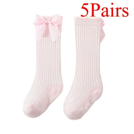 

5Pairs Toddler Long Socks Stockings Mesh Cotton Baby Girls