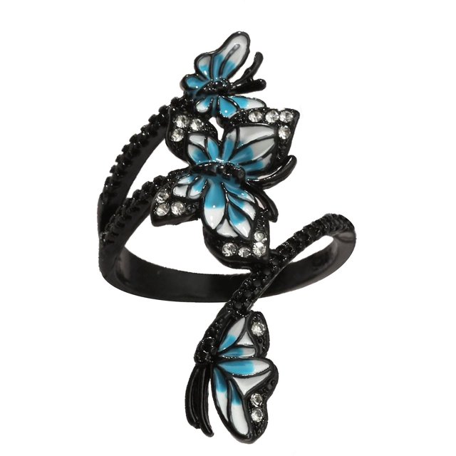 Anillo HUOGUO Fashion Butterfly abierto con diamante de colores
