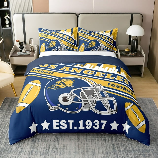 Erosebridal Housse de Couette en Coton 100 % Motif Rugby Format Double, Ensembles de Literie Sports de Football Format Double, Ados Garçons, Réversible 3 Pcs (Sans Couette)