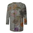 thumbnail image 5 of Fengqque Women 3/4 Sleeve Shirts Casual Dressy Crew Neck Tunic Tops Basic Blouse Loose Fit Summer T Shirts Gray-B L(L), 5 of 5