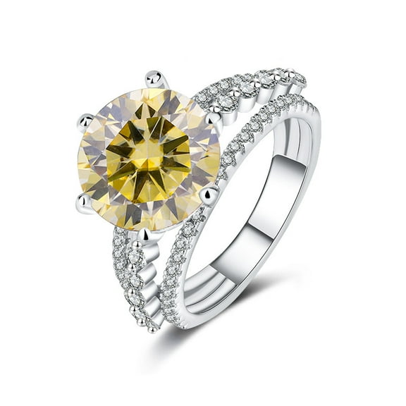5 Carat Moissanite Rings for Women D-Color Clarity Moissanite Wedding Rings Set for Bridal Simulated Diamond Promise Ring Fiancee Lab Grown Diamond Travel Rings for Lady