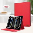 thumbnail image 2 of Case for iPad Mini 7th Gen 8.3" 2024 Cloth Texture Business Tablet Cover with Multi-Angle Flip Stand & Card Holder, Auto Wake/Sleep Full Body Protective Case for iPad Mini 6th Gen 8.3" 2021, Red, 2 of 10