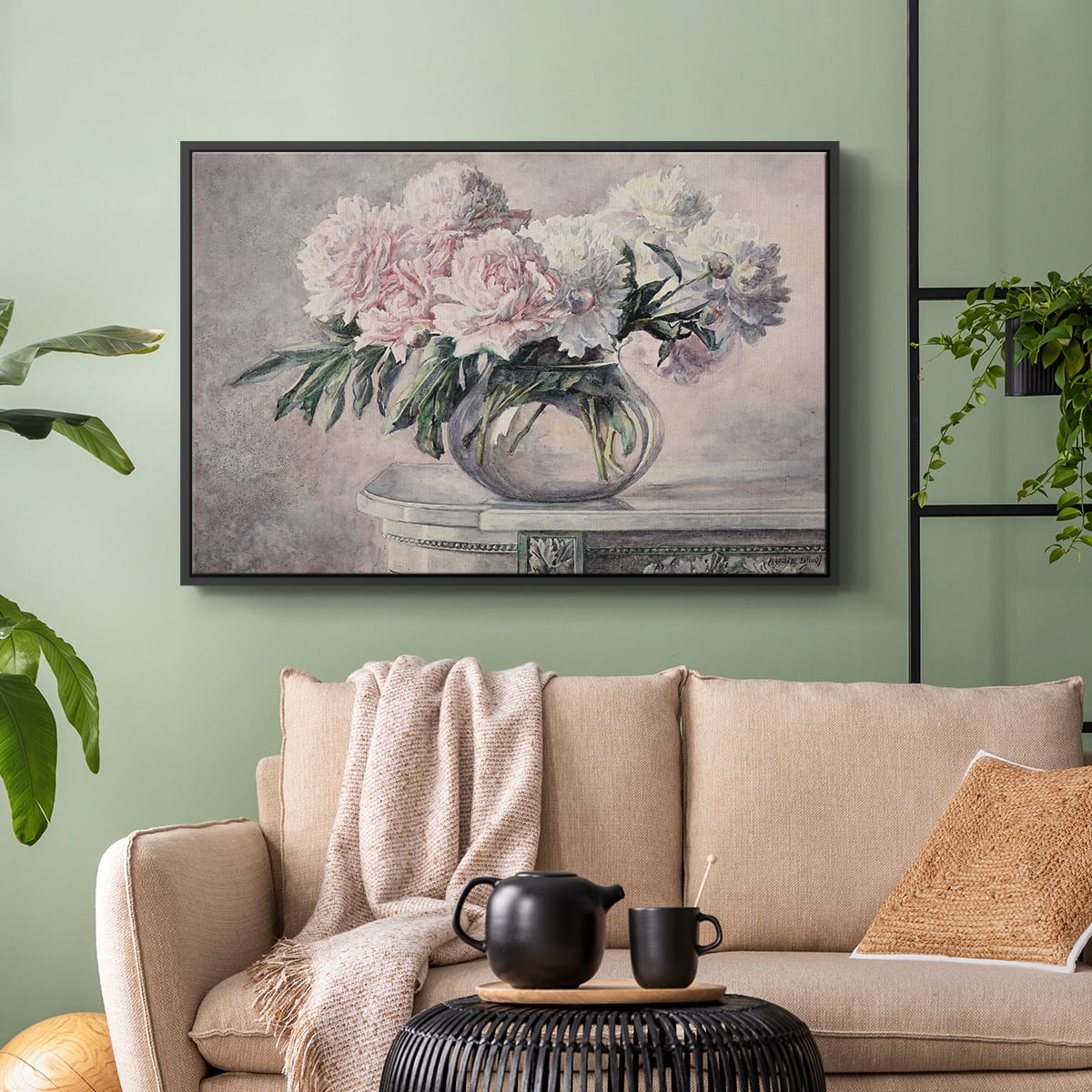 Vintage Botanical Print-LIX By Wexford Home Framed in Black Wood Gallery Wrapped Canvas 27 in. x 41 in.