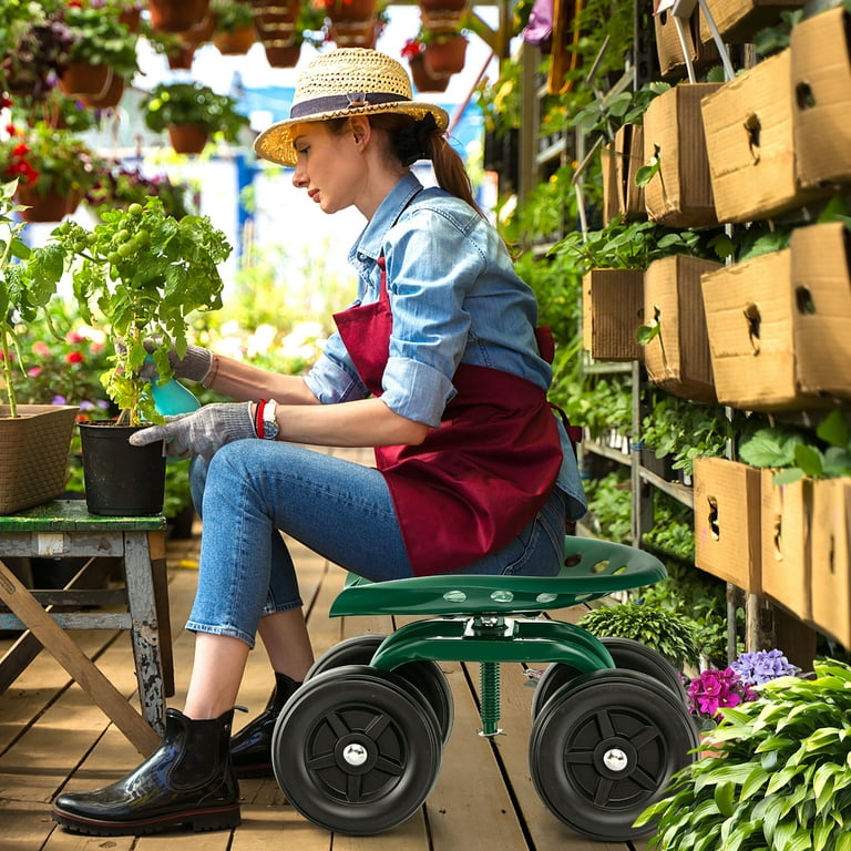 Costway Metal And PP Garden Cart with Adjustable Seat