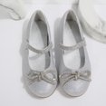 thumbnail image 5 of Rexoro Girls' Mary Jane Flats Kids Sparkly Rhinestone Bow Dress Shoes Princess Girls Shoes for Wedding Party Silver 7 Toddler, 5 of 6