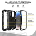 thumbnail image 3 of Phone Case for iPhone 14 Pro, 3 In 1 Cover with Ring Holder Kickstand Hybrid Shockproof Military Grade Protective Hard PC Soft Silicone Case for iPhone 14 Pro for Women Men, Black/Black, 3 of 5
