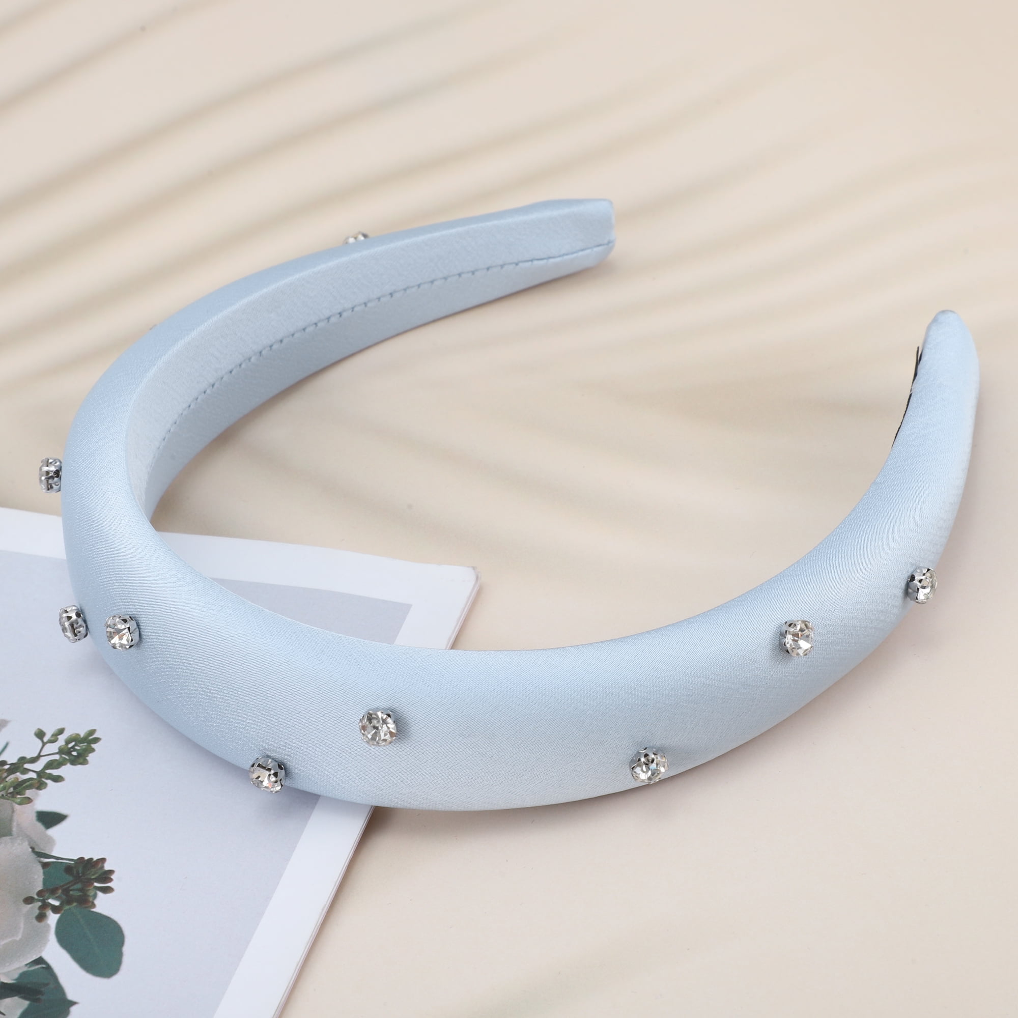 Unique Bargains Durable Beautiful Solid Rhinestone Headbands for Women 1 Pc Blue