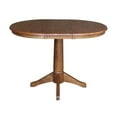 36" Round Solid Wood Extension Dining Table with 4 Chairs in Distressed