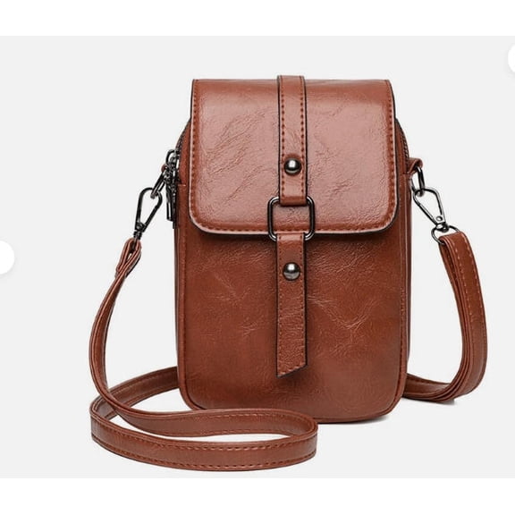 Brown PU Soft Leather Crossbody Bag for Women Simple and Fashionable Shoulder Bag Casual Lightweight Small Square Handbag
