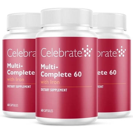 Celebrate Vitamins Multi-Complete 60 Bariatric Multivitamin with Iron Capsules, 60 mg of Iron, 180 count