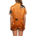 thumbnail image 4 of YDFCWXW Women's Two Piece Pajama Set Halloween Print Short Sleeve Button Down Top and Shorts Set Orange, XXL, 4 of 7