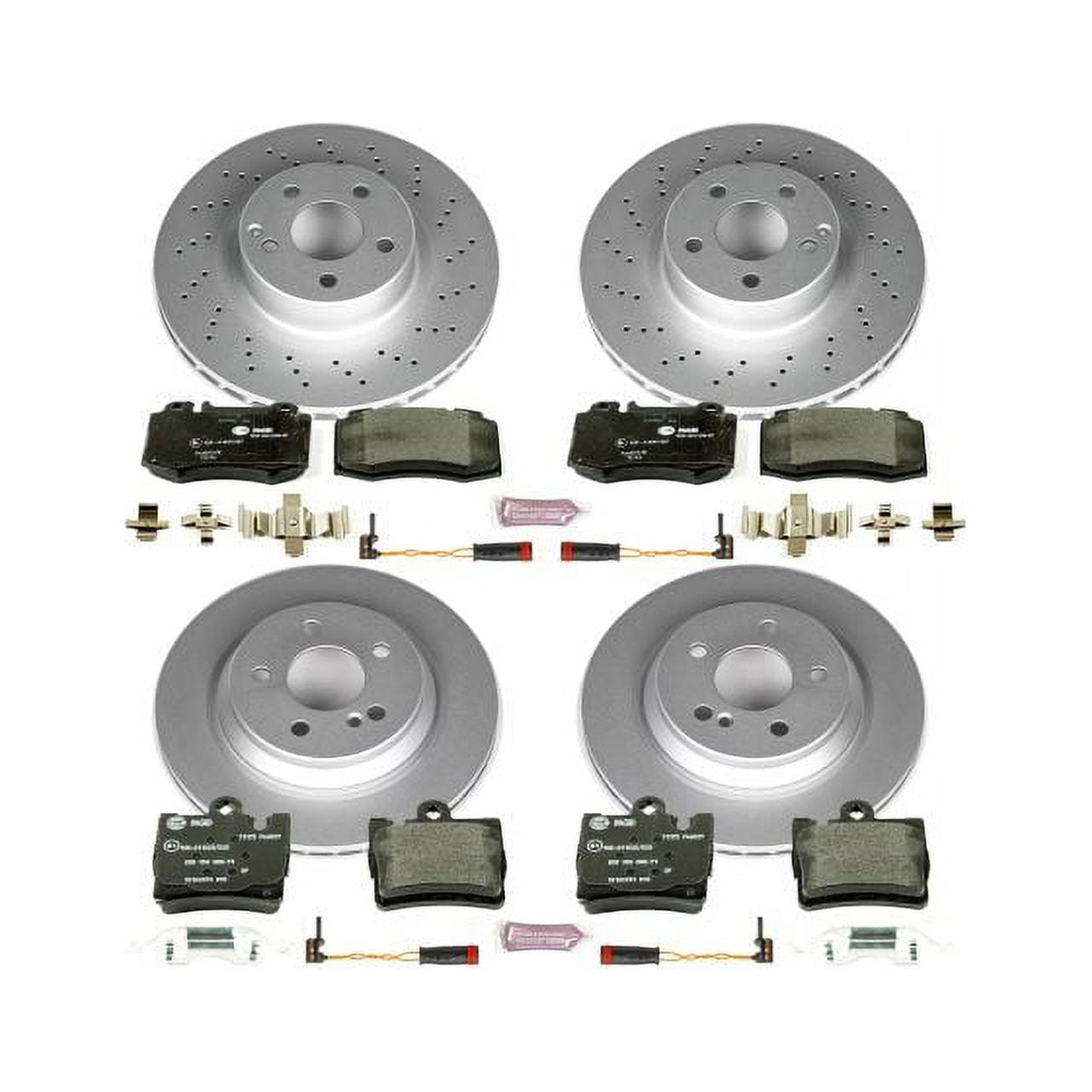 Power Stop Front and Rear Euro-Stop ECE-R90 Certified Brake Pad and Rotor Kit ESK4455