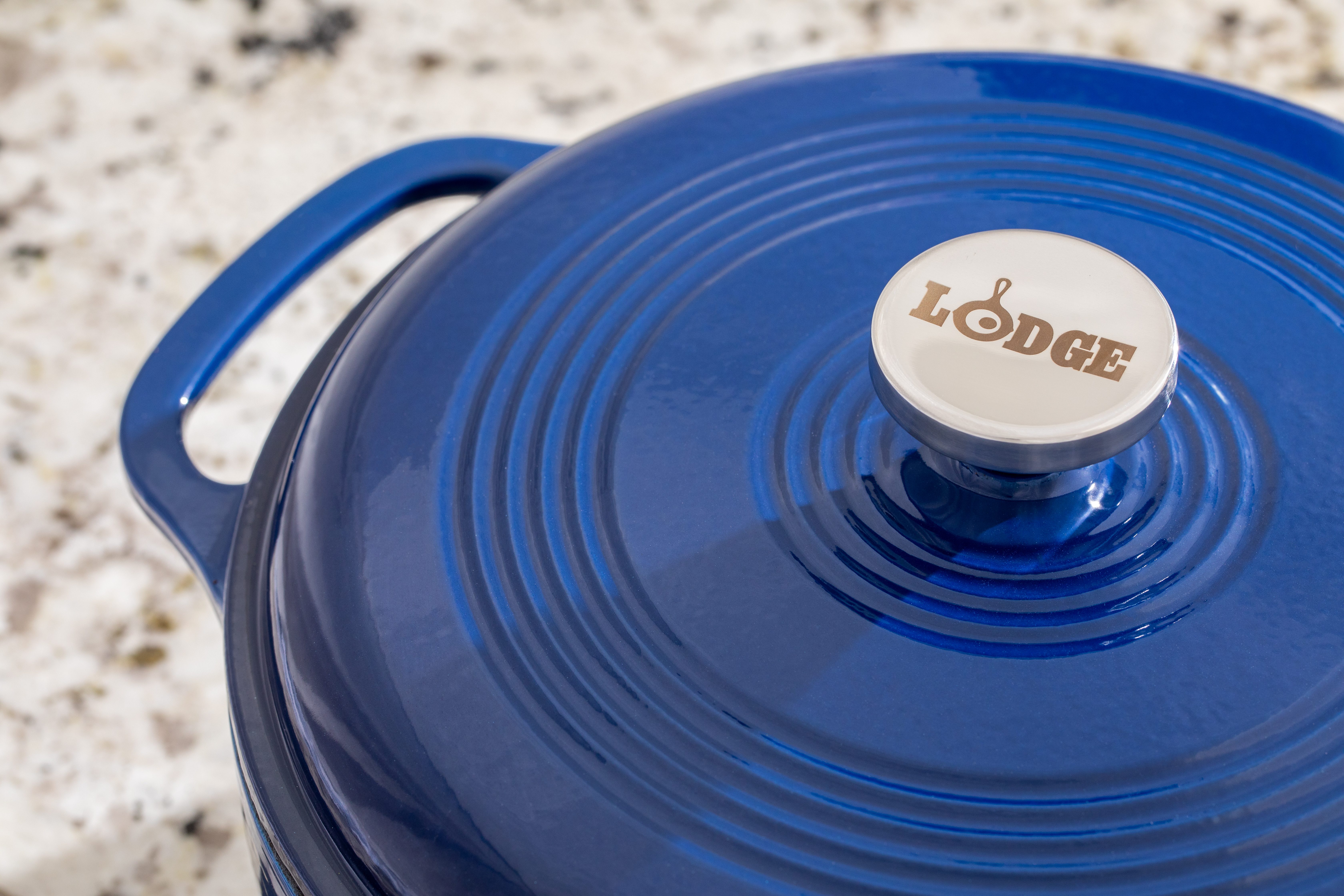 Lodge 6-Quart Enameled Cast Iron Dutch Oven, Indigo photo 2