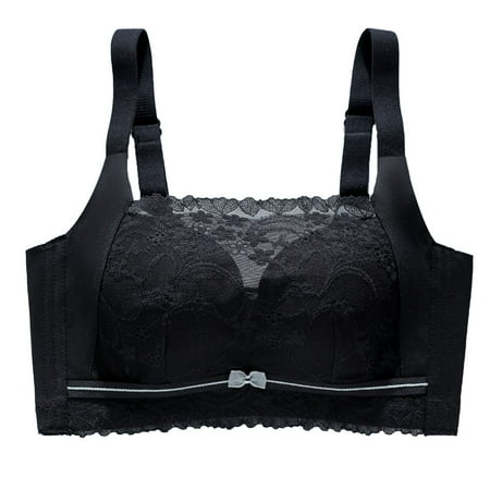 Yyeselk Bras for Women No Underwire Comfort Lace Floral Bra Push Up Adjustable Strap Wireless Bra Full Coverage Breathable Bralette Black XL