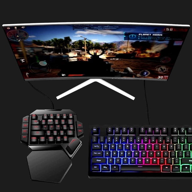 RGB One Handed Mechanical Gaming Keyboard,Colorful Backlit,Wrist