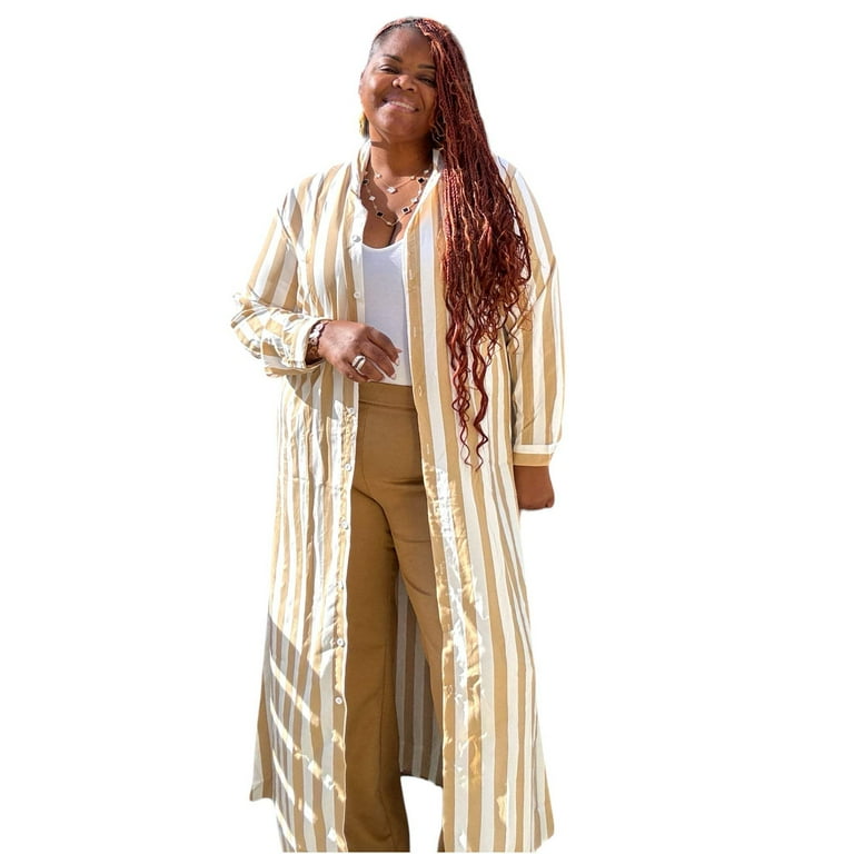 Women's Plus Size Striped Maxi Dress/Duster - Walmart.com