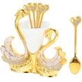 thumbnail image 1 of 1 Set Coffee Spoon Dessert Spoon Dinner Snack Spoon with Swan Molding Holder, 1 of 8