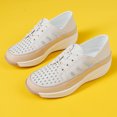 thumbnail image 4 of Women's Casual Platform Sneakers Ladies Hollow Breathable Flats Women's Fashion Lace Up Leather Shoes Walking Shoes, 4 of 11