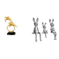 thumbnail image 1 of Figura de delfín y conejo de aspecto realista, escultura de animales, adorno de escritorio para el hogar, la oficina, el armario, , la mesa, 1 of 8