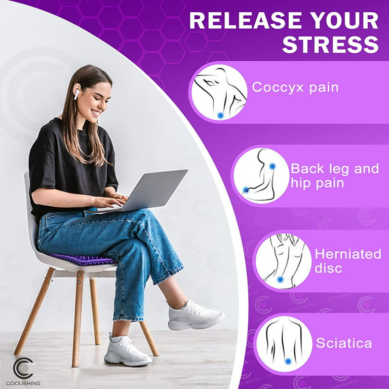 Abroca Gel Seat Cushions for Long Sitting, Double Thick Cooling Seat Pads  for Back Sciatica Tailbone Pain Pressure Relief with Non-Slip Cover, Chair