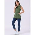 thumbnail image 3 of DARING DIVA Women's Button Down Sleeveless Pockets Mid-Long Denim Vest XS Army Green, 3 of 6
