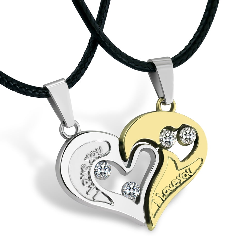 His /& Her Stainless Steel I Love You Heart Men Women Couple Pendant Necklace New