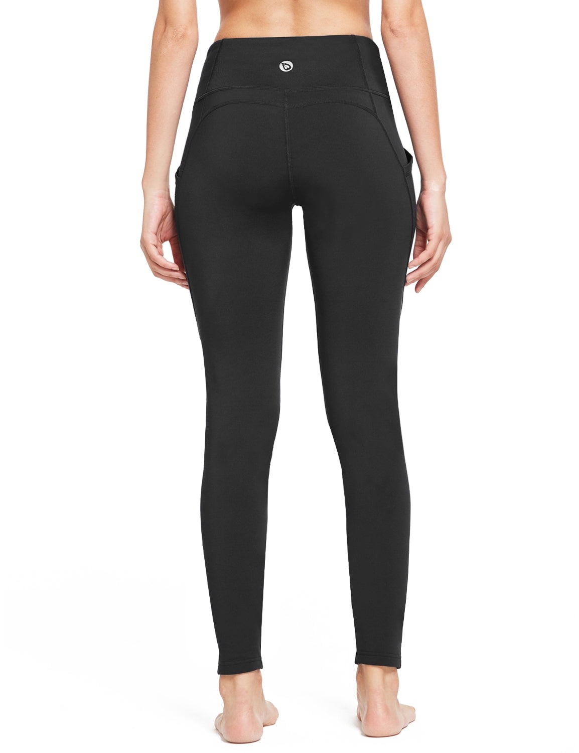 Women's Fleece Lined Leggings Winter Yoga Leggings Thermal High Waisted Pocketed Pants Black S
