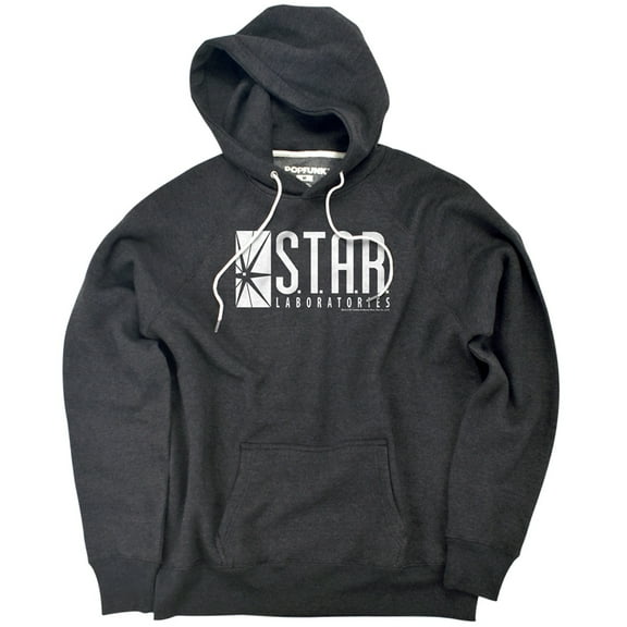 The Flash S.T.A.R. Labs Logo Unisex Adult Slim Fit Pull-Over Heather Hoodie, Charcoal, Small