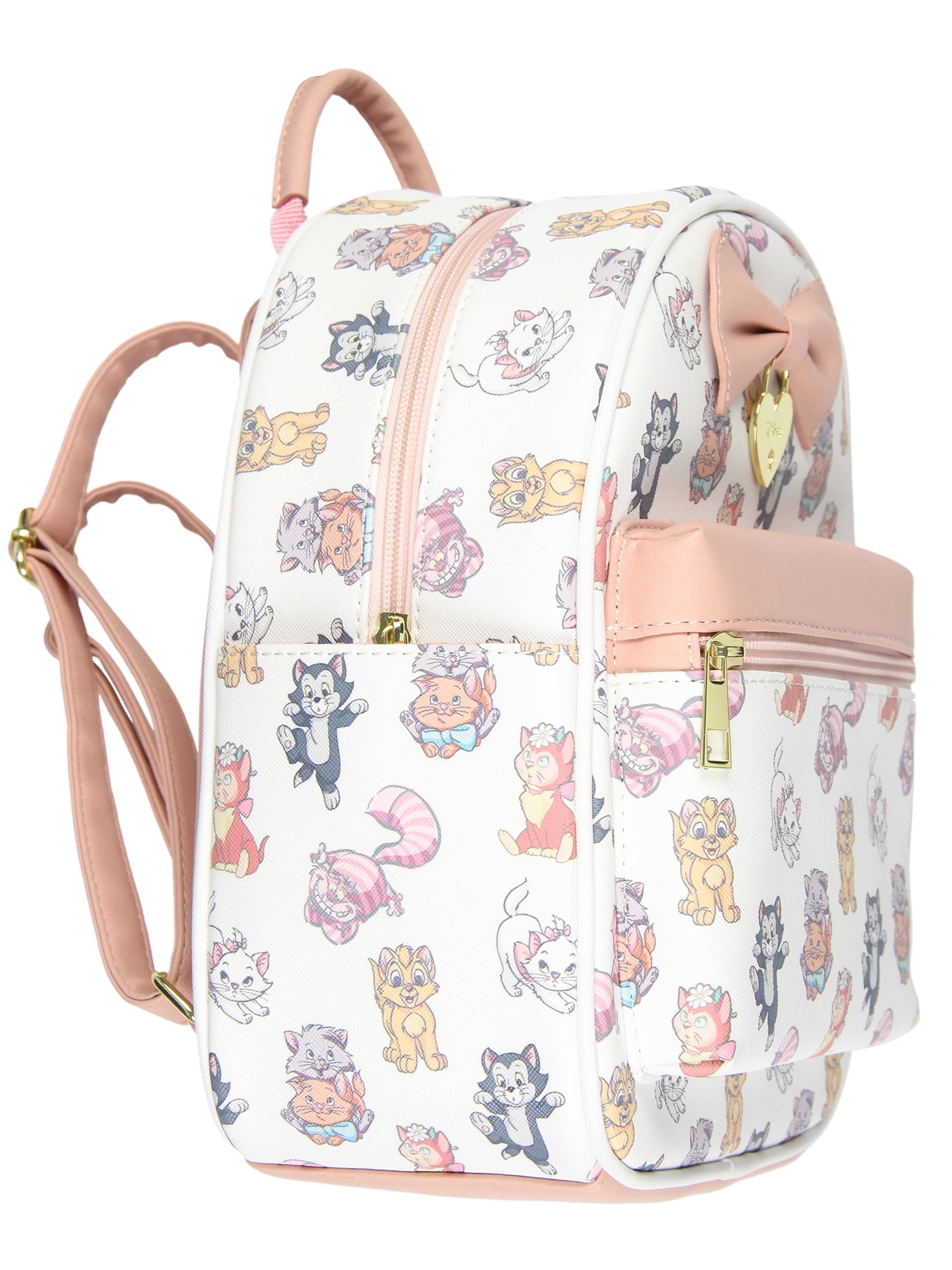 Disney Cats Saffiano Faux Leather Tote Bag Mini Backpack 12"