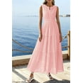 thumbnail image 3 of PRETTYGARDEN Summer Dresses for Women Sundresses Sleeveless V Neck Eyelet A Line Flowy Beach Vacation Spring Maxi Dress, 3 of 9