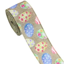 Qocolhg Easter Spring Pastel Wired Ribbon Rolls, Easter Bunny Wired Edge Ribbons, Decorative Wrapping Ribbons for Gift, Easter Colorful DIY Craft Ribbons, Easter Fabric Ribbon Decor, 5 Yards