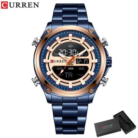 Curren New Fashion Digital Quartz Watches Men Led Display Stainless Steel Wristwatches Chronograph Alarm Male Clock - Quartz Wristwatches