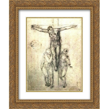 Ornate Crucifix - Michelangelo 2x Matted 20x24 Gold Ornate Framed Art Print 'Crucifix'