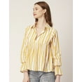 thumbnail image 4 of Moomaya Printed Pleated Tops For Women, Long Sleeves Summer Top, Designer Collar Shirt, 4 of 8