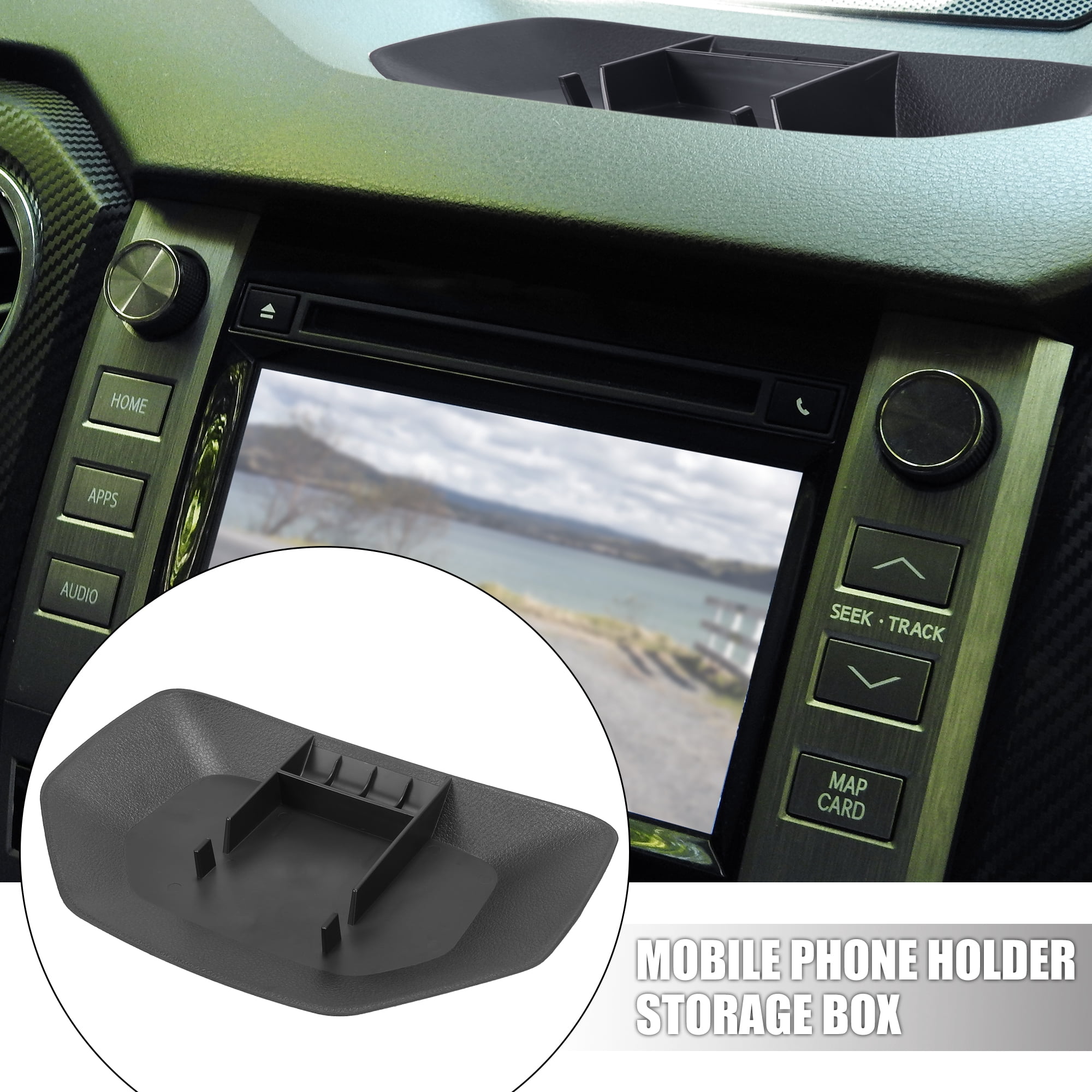 Unique Bargains Phone Mount Holder Dash Storage Box Tray for Toyota Tundra 2014-2021