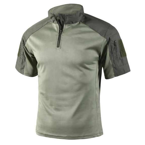 MIXUE Polo Shirts For Men Solid Color Stank Zipper Short Sleeve Loose Sports Casual Tops Sportswear,Green,M