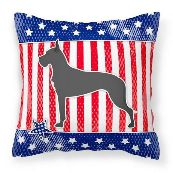 Caroline's Treasures BB3375PW1414 USA Patriotic Great Dane Fabric Decorative Pillow , 14Hx14W, multicolor