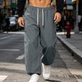thumbnail image 2 of HOOMEUMY Men's Multi Pocket Cargo Jogger Pants Adjustable Drawstring Waist Elastic Cuffed Ankle Casual Trousers s Available, 2 of 9