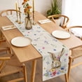 thumbnail image 3 of Bunny Easter Table Runner - 90 Inch Long, Kitchen Dining Table Runner Dresser Scarves, Spring Floral Pastoral Rabbits Rustic Farmhouse Decor for Coffee Tables Wedding Party Banquet, 3 of 8