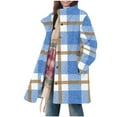 thumbnail image 2 of Fleece Jackets for Women Plaid Button Down Sherpa Coats with Pockets Comfortable Work Long Sleeve Stand Collar Thermal Outerwear Winter Warm Clothes, 2 of 6