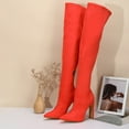 thumbnail image 6 of UngA Stiletto Boots Knee High Boots Women Pointed Toe Stiletto Heel Fall Tall Boots Elastic Leather Long Boots Side Zipper Red,9, 6 of 7