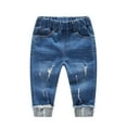 thumbnail image 1 of KIDSCOOL SPACE Baby Ripped Jean,Toddler Elastic Distressed Waist Denim Pants,3-4 Years, 1 of 7